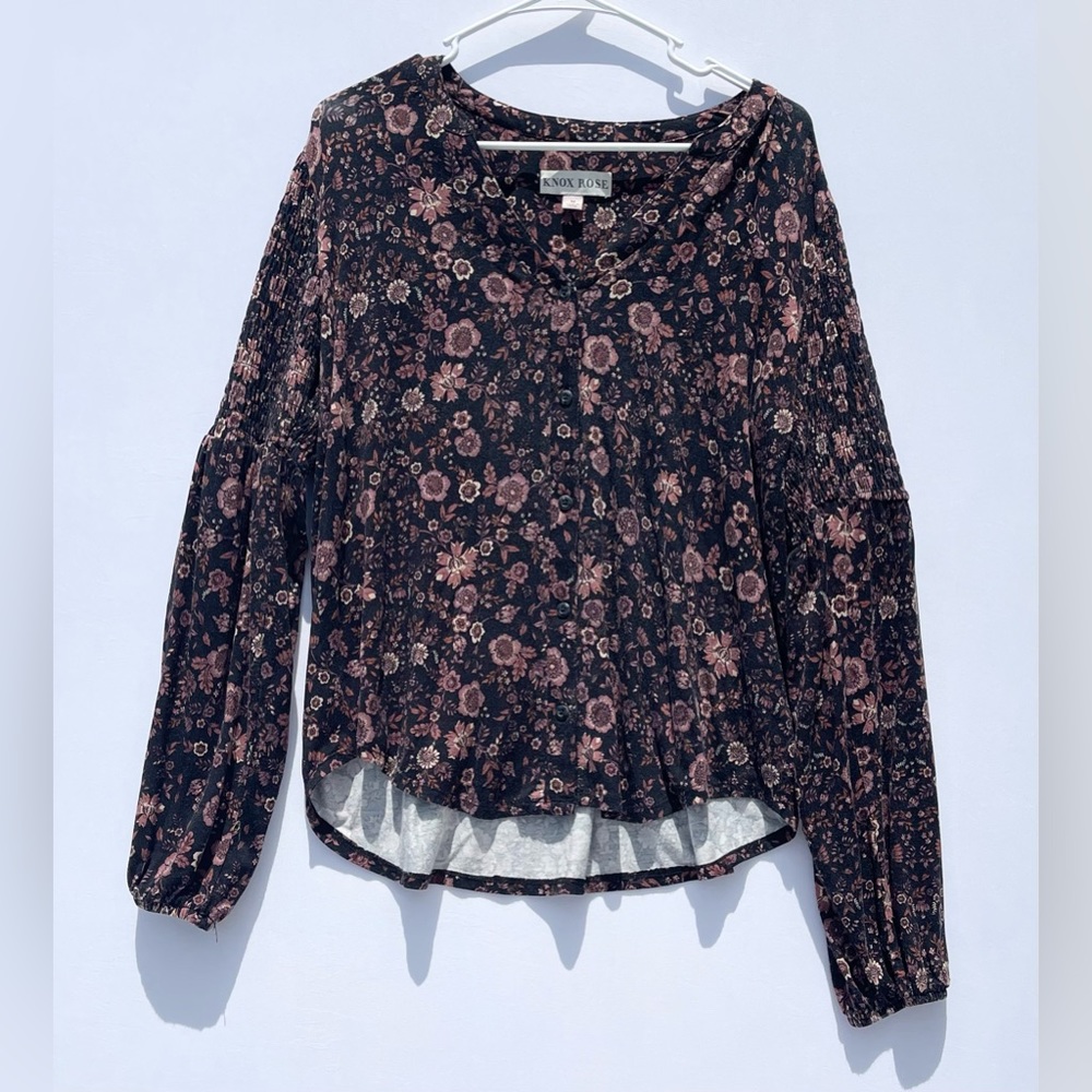 8. Knox Rose Button Down Bubble Sleeve Shirt | Size M